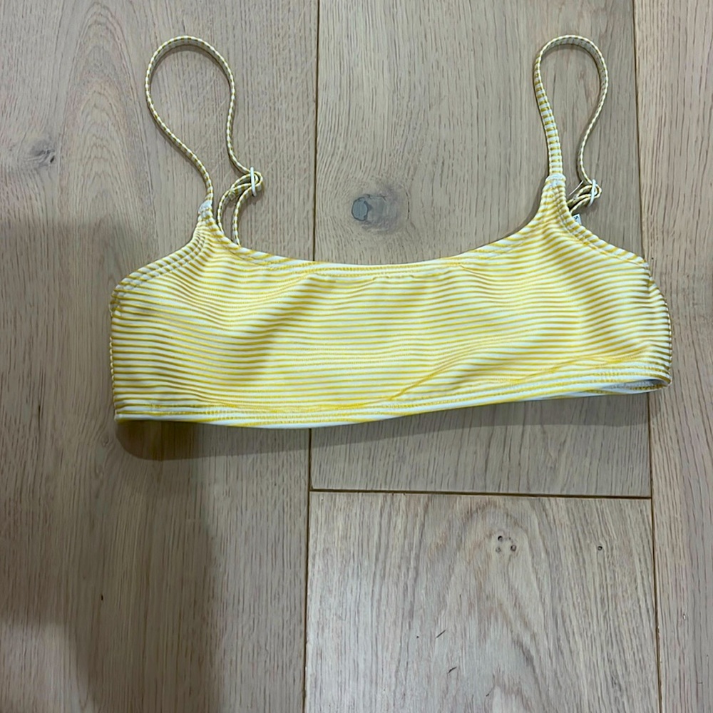 Yellow and white stripped bathing suit top!